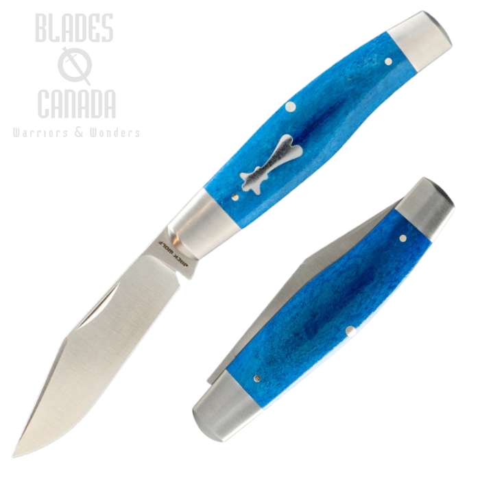Jack Wolf Stockman Slipjoint Folding Knife, Sandvik, Smooth Bone Blue, STOCK-01-SMT-BLU-BON (image for) Jack Wolf Stockman Slipjoint Folding Knife, Sandvik, Smooth Bone Blue, STOCK-01-SMT-BLU-BON