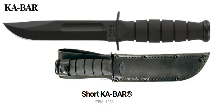 Ka-Bar Short Fixed Blade Knife, 1095 Cro-Van, Leather Sheath, Ka1256 - Click Image to Close