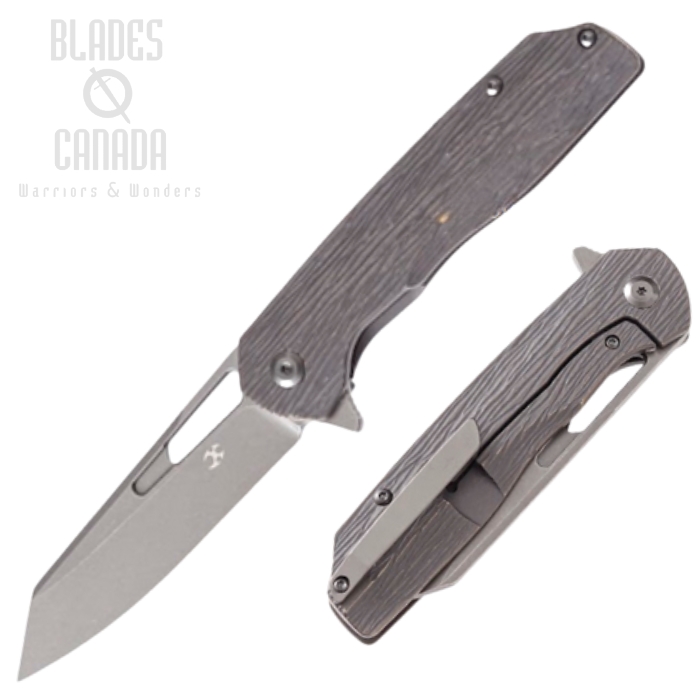 Kansept Shard Flipper Framelock Knife, CPM S35VN, Titanium Bronze Woodgrain, K1006-Verticle (image for) Kansept Shard Flipper Framelock Knife, CPM S35VN, Titanium Bronze Woodgrain, K1006-Verticle