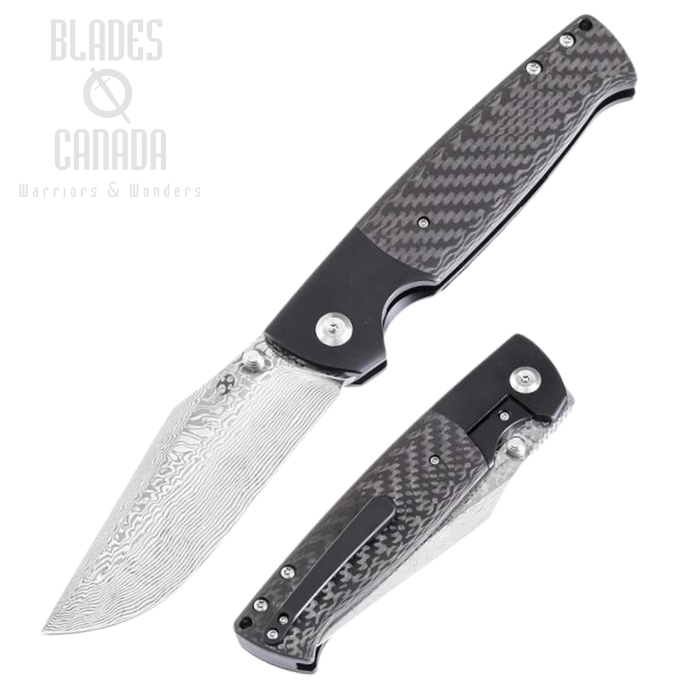 Kansept Shikari Framelock Folding Knife, Damascus Blade, Twill Carbon Fiber/Titanium, K1027A4 (image for) Kansept Shikari Framelock Folding Knife, Damascus Blade, Twill Carbon Fiber/Titanium, K1027A4