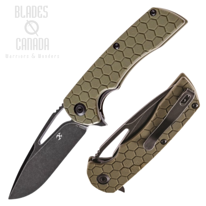 Kansept Kryo Flipper Folding Knife, D2 Black, G10 OD Green Pattern, T1001A6 (image for) Kansept Kryo Flipper Folding Knife, D2 Black, G10 OD Green Pattern, T1001A6