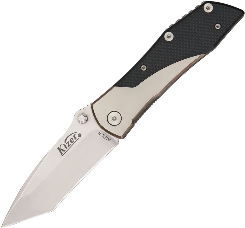 Kizer 303 Folding Knife, AUS 8, Carbon Fiber/Titanium, 303