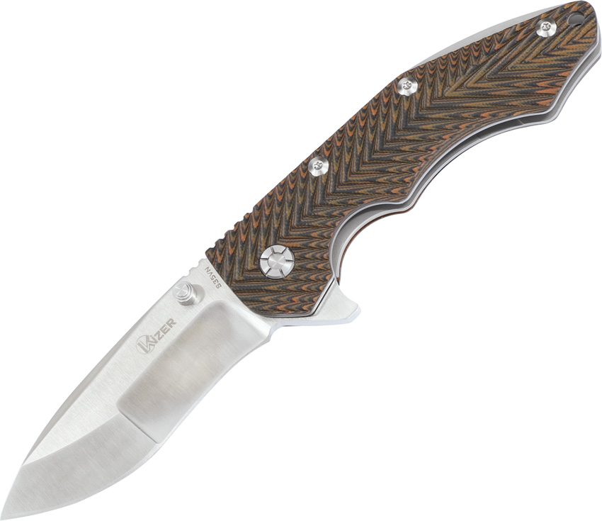 Kizer 4418 Framelock Folding Knife, CPM S35VN, G10 Brown/Black, 4418