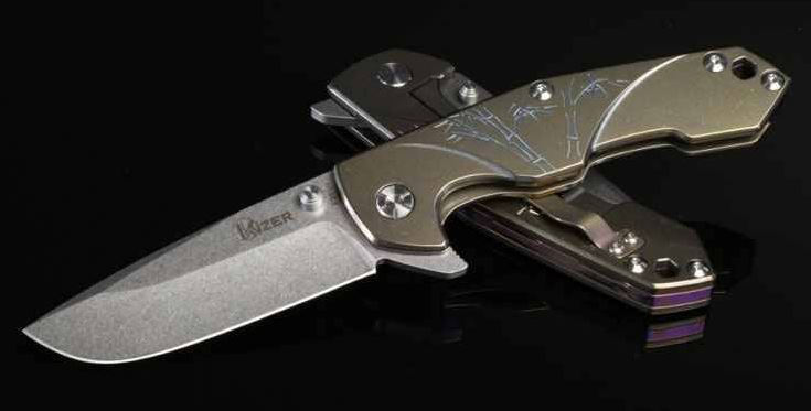 Kizer 4426 Flipper Framelock Knife, CPM S35VN Drop point, Titanium, 4426