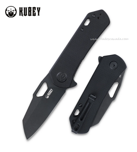 Kubey Duroc Flipper Folding Knife, D2 Black SW, G10 Black, KU332E - Click Image to Close