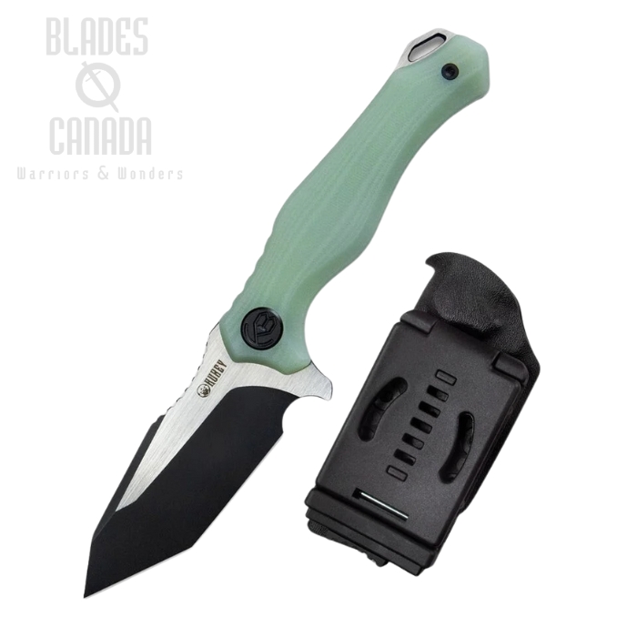 Kubey Golf Fixed Blade Knife, AUS10 Black, G10 Jade, Kydex Sheath, KU230F