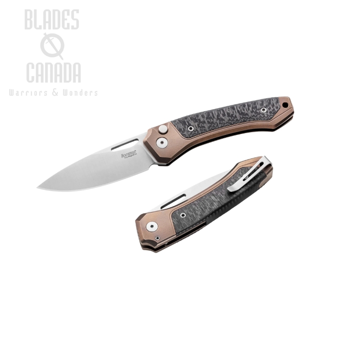 Lion Steel Twain Folding Knife, MagnaCut, Titanium Bronze/Carbon Fiber, TW BR CF