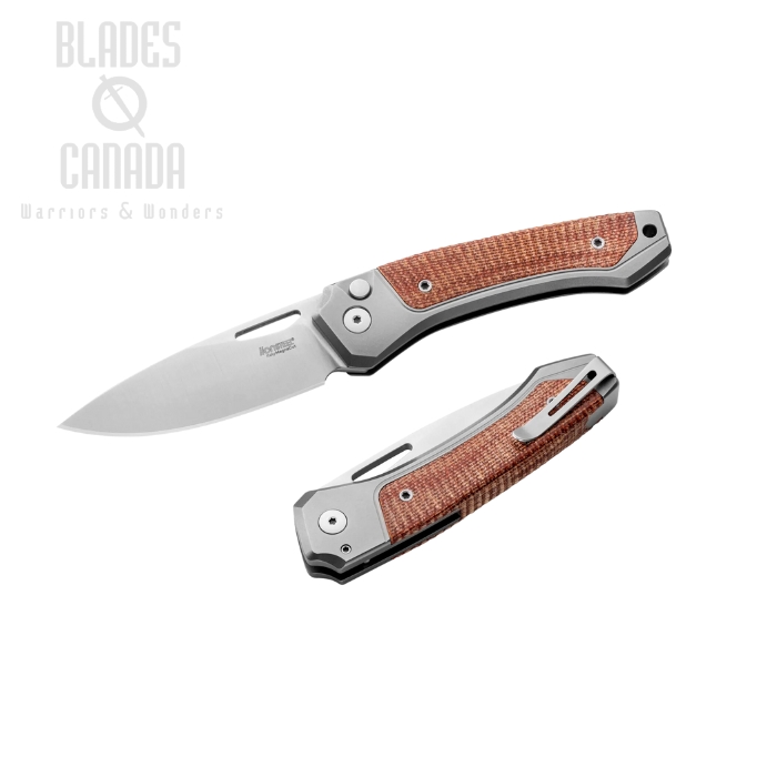 Lion Steel Twain Folding Knife, MagnaCut, Titanium/Micarta Natural Canvas, TW GY CVN