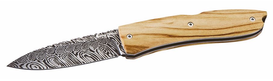 Lion Steel Opera Folding Knife, Damascus, Olive Wood, 8800D UL