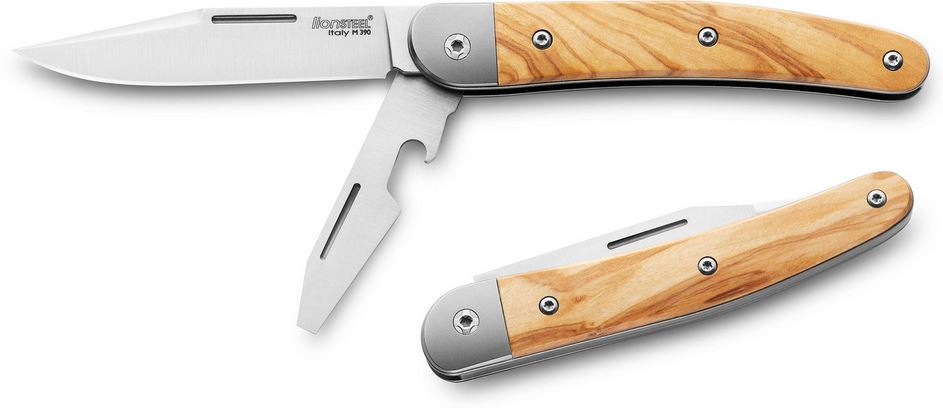 Lion Steel JK2 CF Jack Slipjoint Folding Knife, M390 Double Blade, Olive Wood