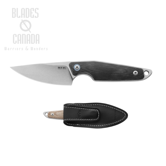 MKM Managio Knives Makro 1, M390 SW, Black G10, Leather Sheath, MA01-GBK