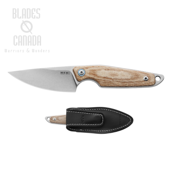 MKM Managio Knives Makro 1, M390 SW, Natural Micarta, Leather Sheath, MA01-NC