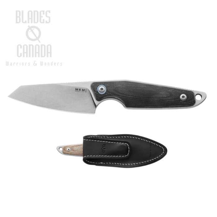 MKM Managio Knives Makro 2, M390 SW, Black G10, Leather Sheath, MA02-GBK