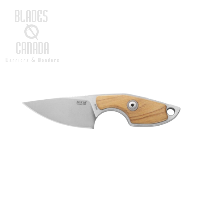 MKM Maniago Knives Mikro 1 M390 Steel, Olive Wood Handle, Leather Sheath, MR01-O