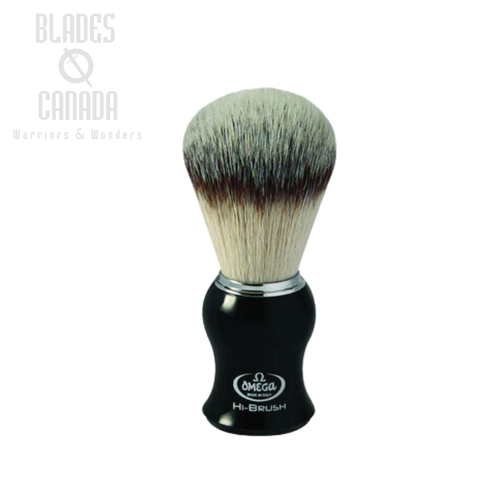 Omega Italy HI-Brush Premium Synthetic Fiber Shaving Brush, Plastic Handle Black