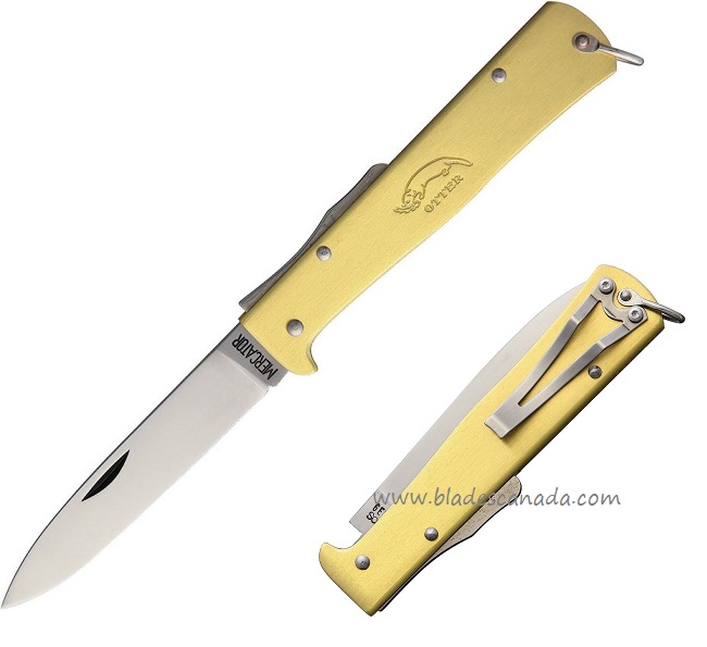 OTTER-Messer Small Anchor Folding Knife 2.75 Carbon Steel Blade Oak Handle