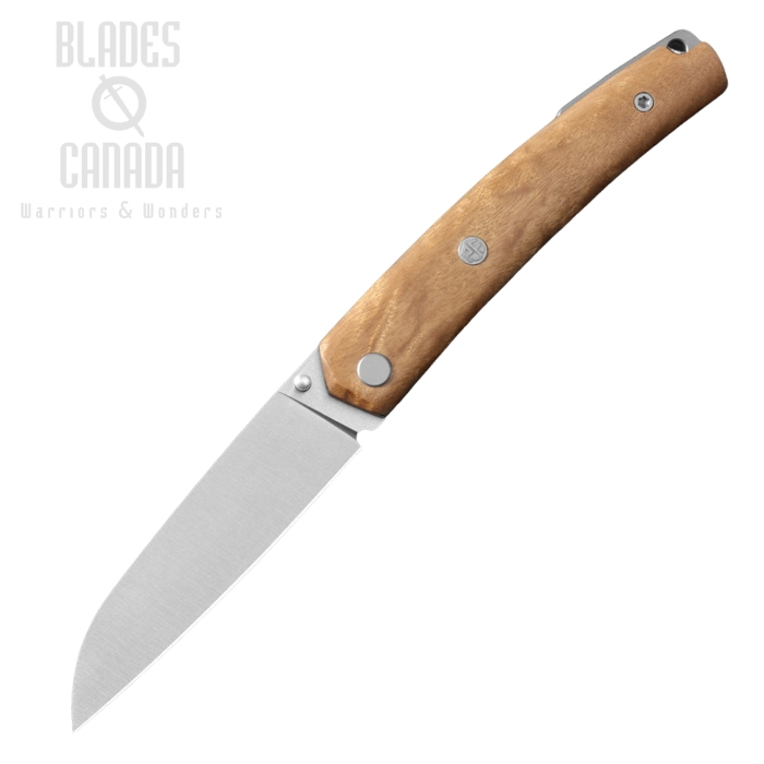 Petrified Fish Patte V2 Folding Knife, 14C28N Satin, White Burl Wood, PF719GAWOS (image for) Petrified Fish Patte V2 Folding Knife, 14C28N Satin, White Burl Wood, PF719GAWOS