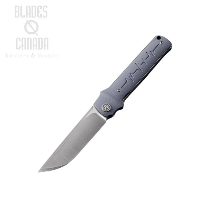 Petrified Fish Tena Tanto Flipper Knife, D2 Satin, G10 Gray/Blue, PFB04GAS