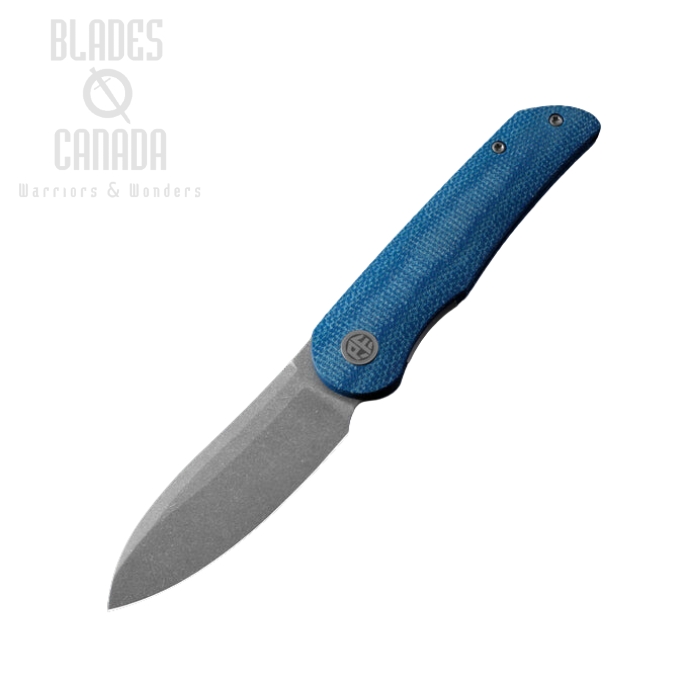 Petrified Fish Elcamino Front Flipper Knife, N690 SW, Micarta Blue, PFE16BMGAW