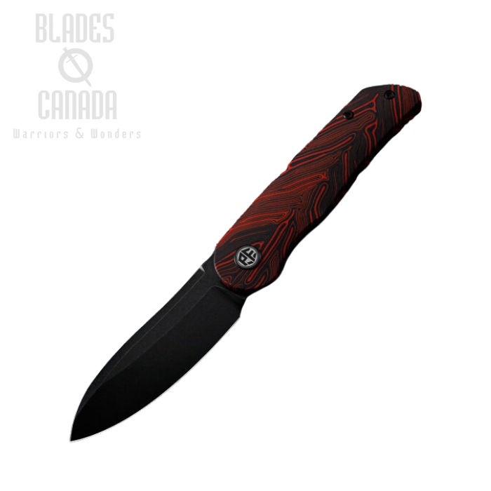 Petrified Fish Elcamino Front Flipper Knife, N690 Black SW, Gmascus G10 Red, PFE16RDMDW