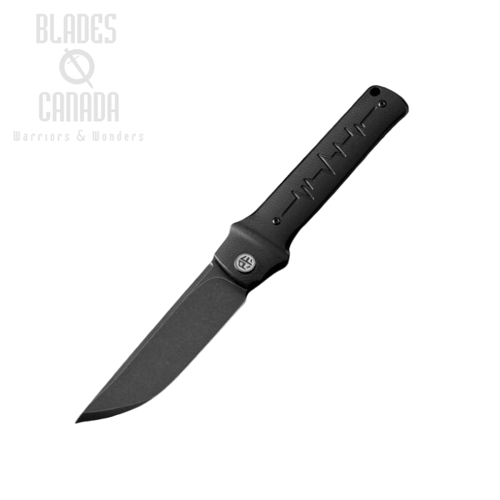 Petrified Fish Tena Tanto Flipper Knife, D2 Black SW, G10 Black, PFB04DDW