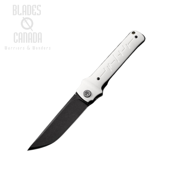 Petrified Fish Tena Tanto Flipper Knife, D2 Black SW, G10 White, PFB04WDW