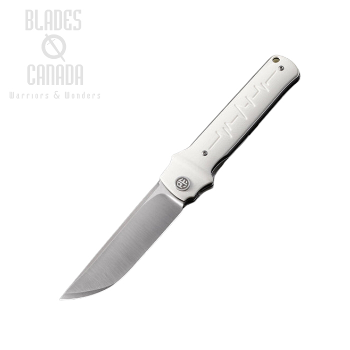 Petrified Fish Tena Tanto Flipper Knife, D2 Satin, G10 White, PFB04WS