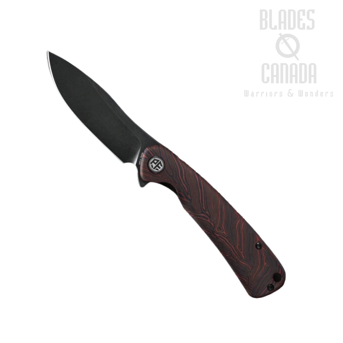 Petrified Fish Rogue Flipper Knife, 154CM Black SW, Gmascus G10 Red, PFE14RDMW