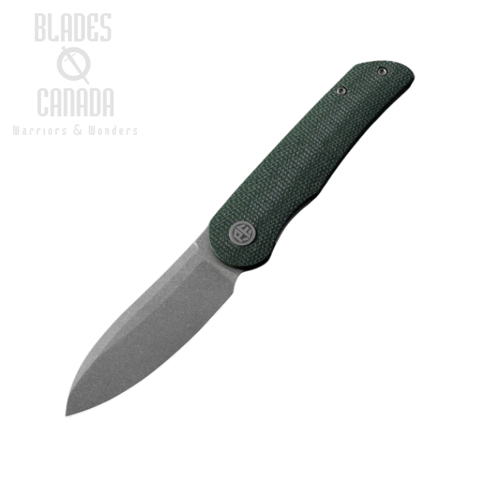 Petrified Fish Elcamino Front Flipper Knife, N690 SW, Micarta Green, PFE16GRMGAW