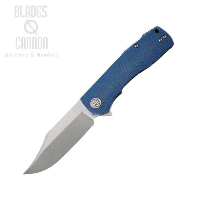 Petrified Fish Victor Folding Knife, K110 SW, Micarta Blue, PFP03BMW