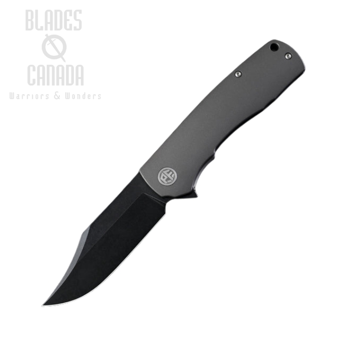 Petrified Fish Victor Folding Knife, 154CM Black, Aluminum Ti PVD, PFP03GAADW