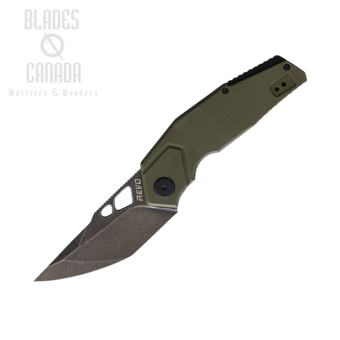 Revo Berserk Carry Linerlock Knife, Black SW Blade, G10 OD Green, BERCARODG