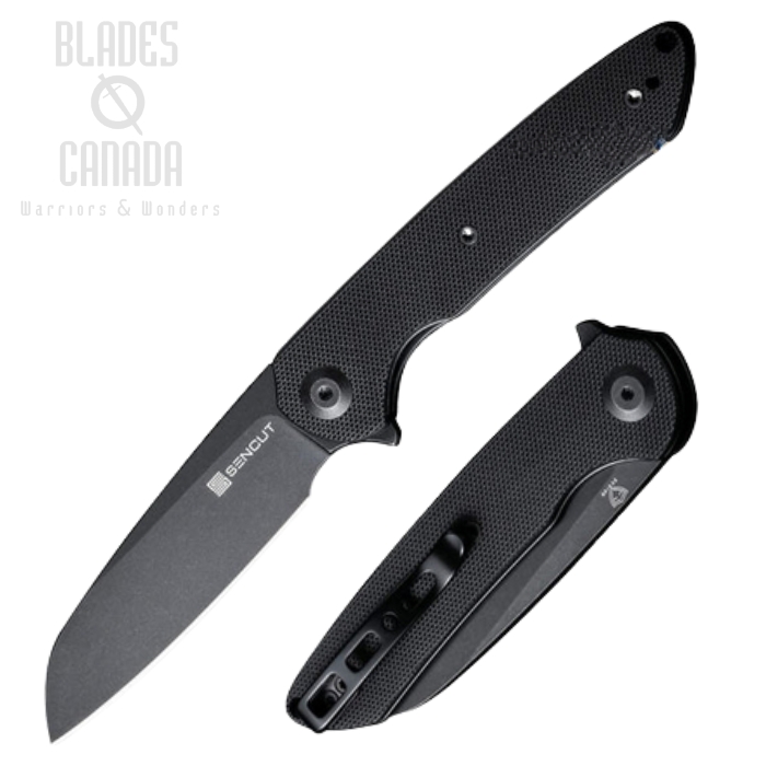 SENCUT Kyril Flipper Folding Knife, Black SW Blade, G10 Black, S22001-1 (image for) SENCUT Kyril Flipper Folding Knife, Black SW Blade, G10 Black, S22001-1