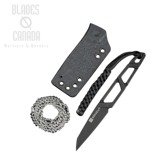 SENCUT Texo Fixed Neck Knife, Black Stonewash, Kydex Sheath, S23095-1