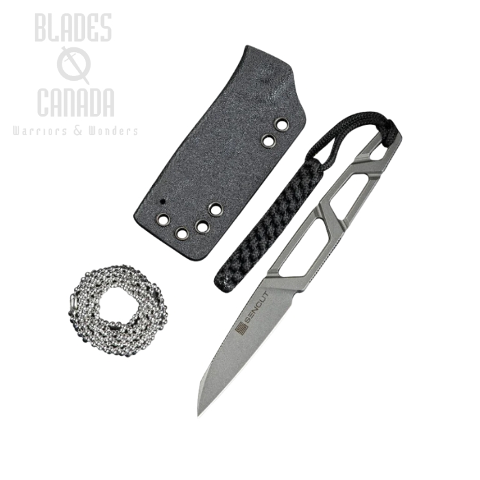 SENCUT Texo Fixed Neck Knife, Stonewash, Kydex Sheath, S23095-2