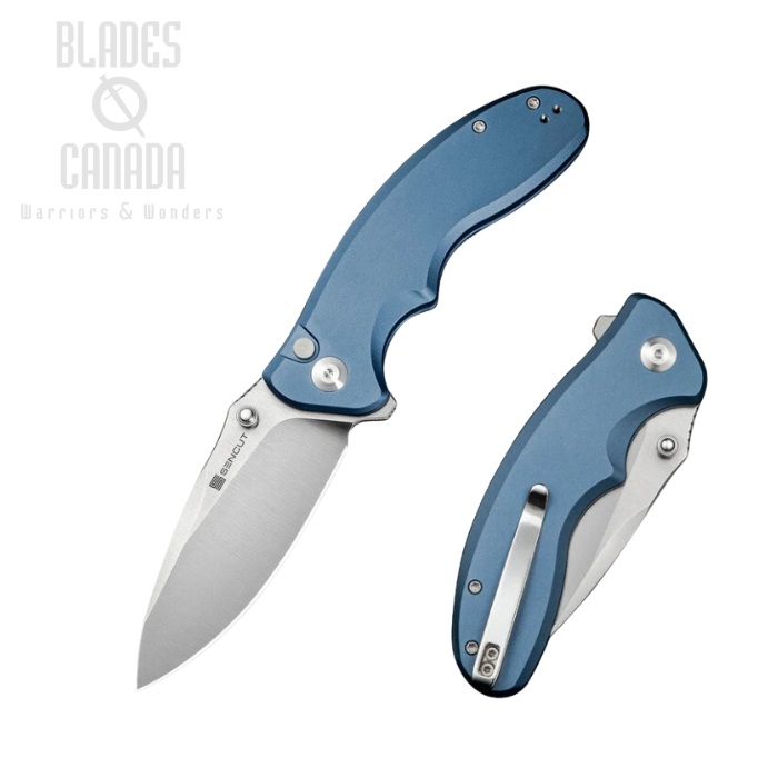 SENCUT Cybrix Flipper Folding Knife, Satin Blade, Aluminum Blue, S23098A-4