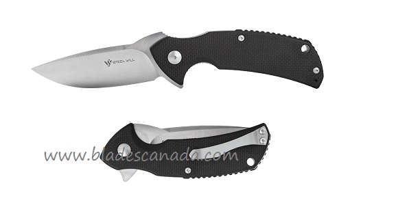 Steel Will Mini Plague Doctor Flipper Folding Knife, D2 Satin, G10 Black, F16M-01 - Click Image to Close