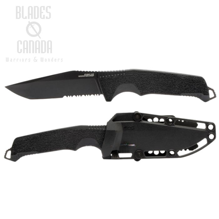 SOG Trident FX Blackout Fixed Blade Knife w/Serration, 4116 Steel, 17-12-02-57 (image for) SOG Trident FX Blackout Fixed Blade Knife w/Serration, 4116 Steel, 17-12-02-57