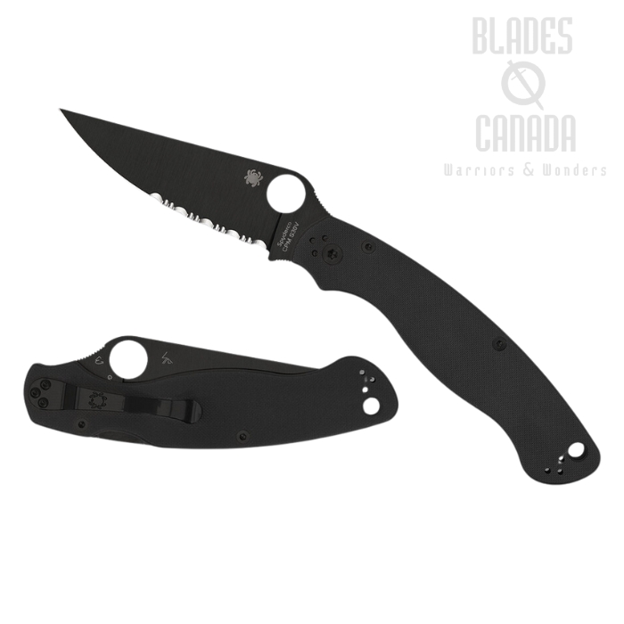 Spyderco Military 2 Folding Knife, CPM S30V Black Partially Serrated, G10 Black, C36GPSBK2