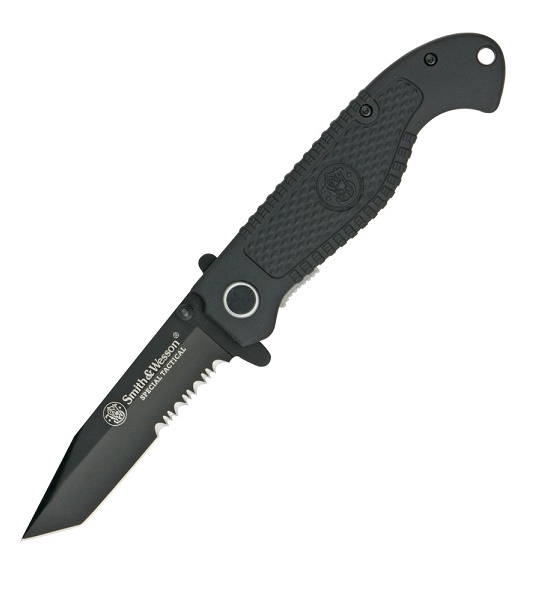 Smith & Wesson TACBS Special Tactical Folding Knife, Black Blade Serrated