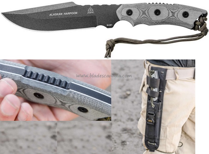 TOPS Alaskan Harpoon Fixed Blade Knife, 1095 Carbon, Nylon Sheath, AH906 - Click Image to Close