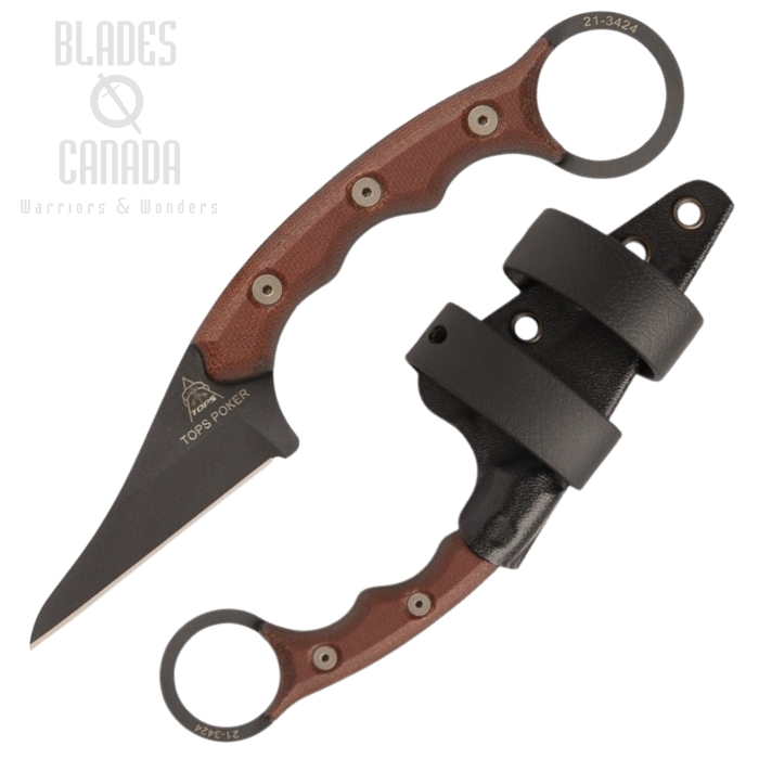 TOPS Poker Kiridashi Karambit Fixed Blade Knife, 1095 Sniper Gray, Kydex Sheath, TPKR-03 TOPS Poker Kiridashi Karambit Fixed Blade Knife, 1095 Sniper Gray, Kydex Sheath, TPKR-03