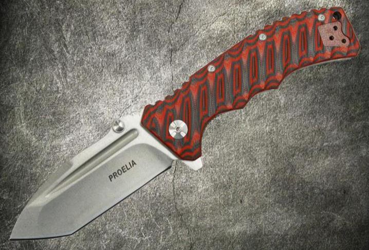 Defcon 010RW Proelia Tanto Stonewash D2 Red/Black