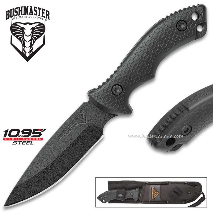 UC Bushmaster Tactical Fixed Blade Knife, 1095 Carbon, Nylon Sheath, UC3165