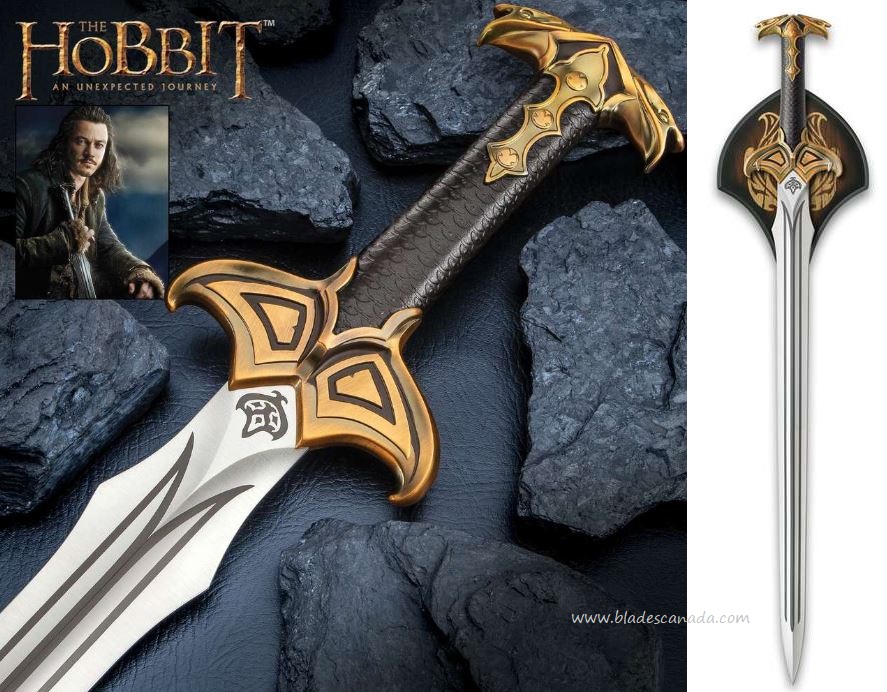 UC The Hobbit Sword of Bard the Bowman, Leather Grip, Display Stand, UC3264 - Click Image to Close