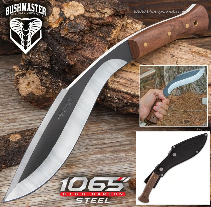 UC Bushmaster Backcountry Kukri Fixed Blade Knife, 1065 Steel, UC3496