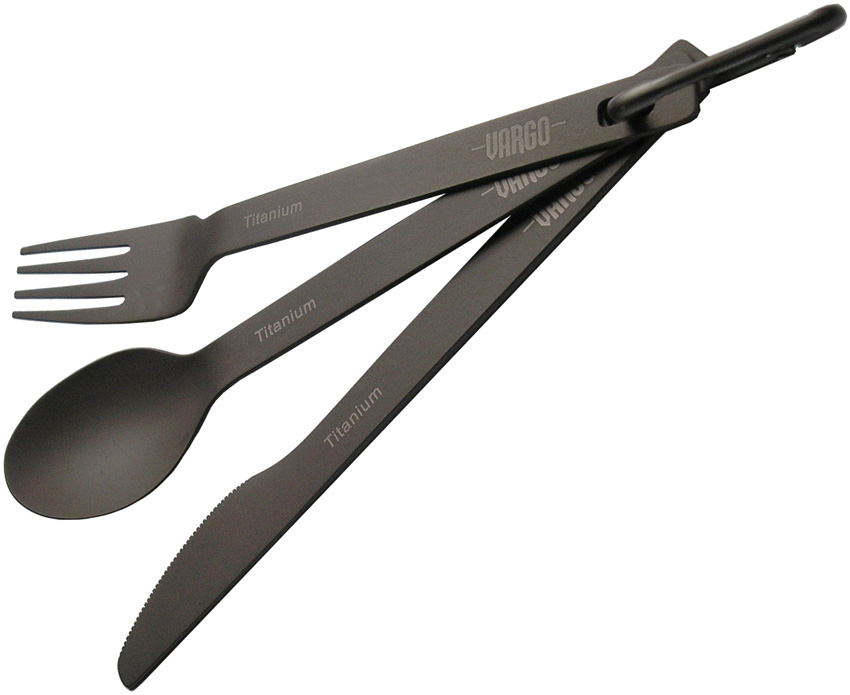 Vargo Titanium Ultra Light Spoon/Fork/Knife Set - Matte, VR216