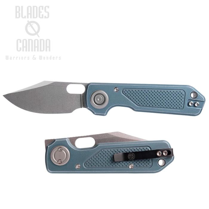 Vosteed Akita Vanchor Lock Folding Knife, S35VN Stonewash, Aluminum Blue, A2404