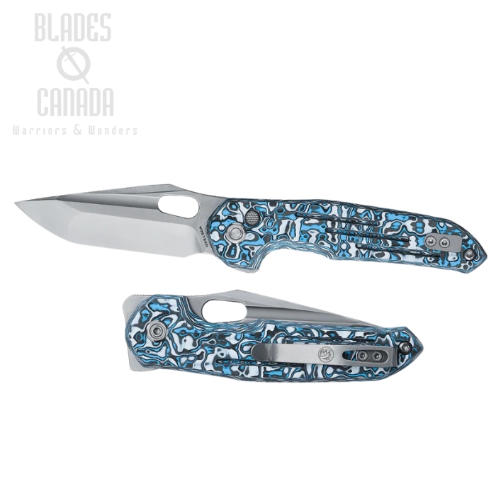 Vosteed Thunderbird Trek Lock Folding Knife, M390 Satin, Carbon Fiber Blue Cloud, A0310