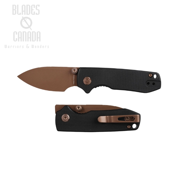 Vosteed Raccoon Cub Flipper Folding Knife, 14C28N Copper Dune, G10 Black, A3604